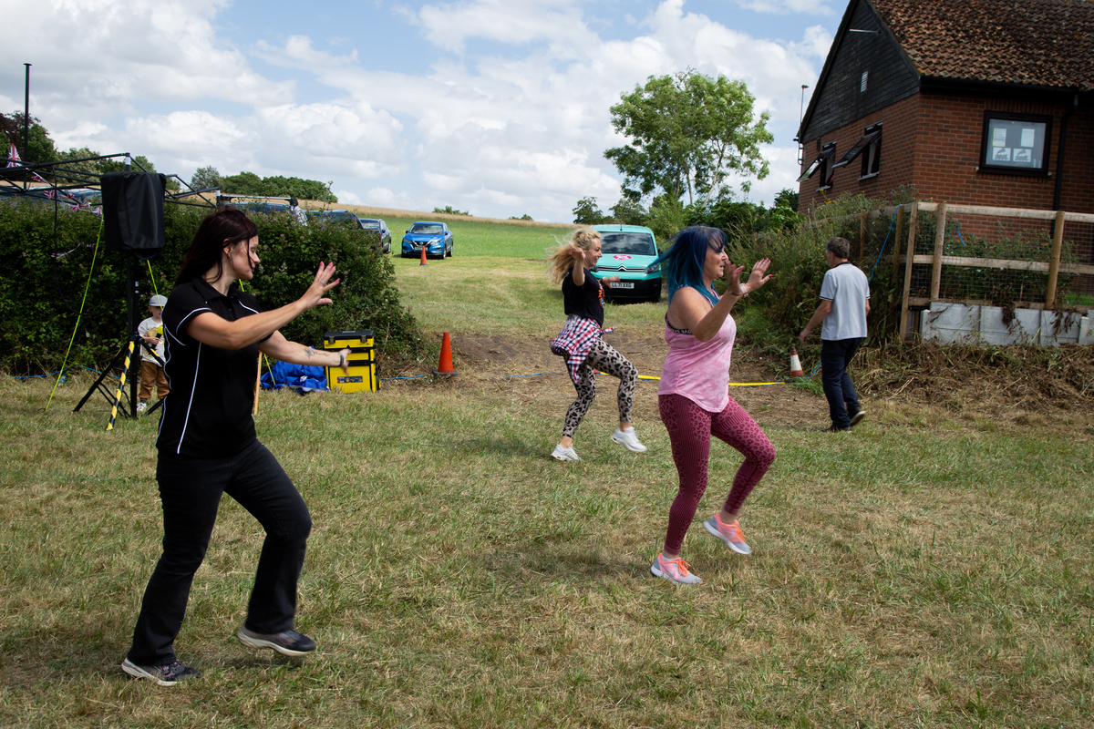 Charlene giving a Zumba demonstration - You can join her classes at our hall on a Thursday evening!